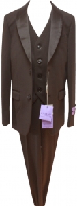 BOYS 3PC. SUITS STRECH FABRIC W/ SATIN SHALL (BLACK)